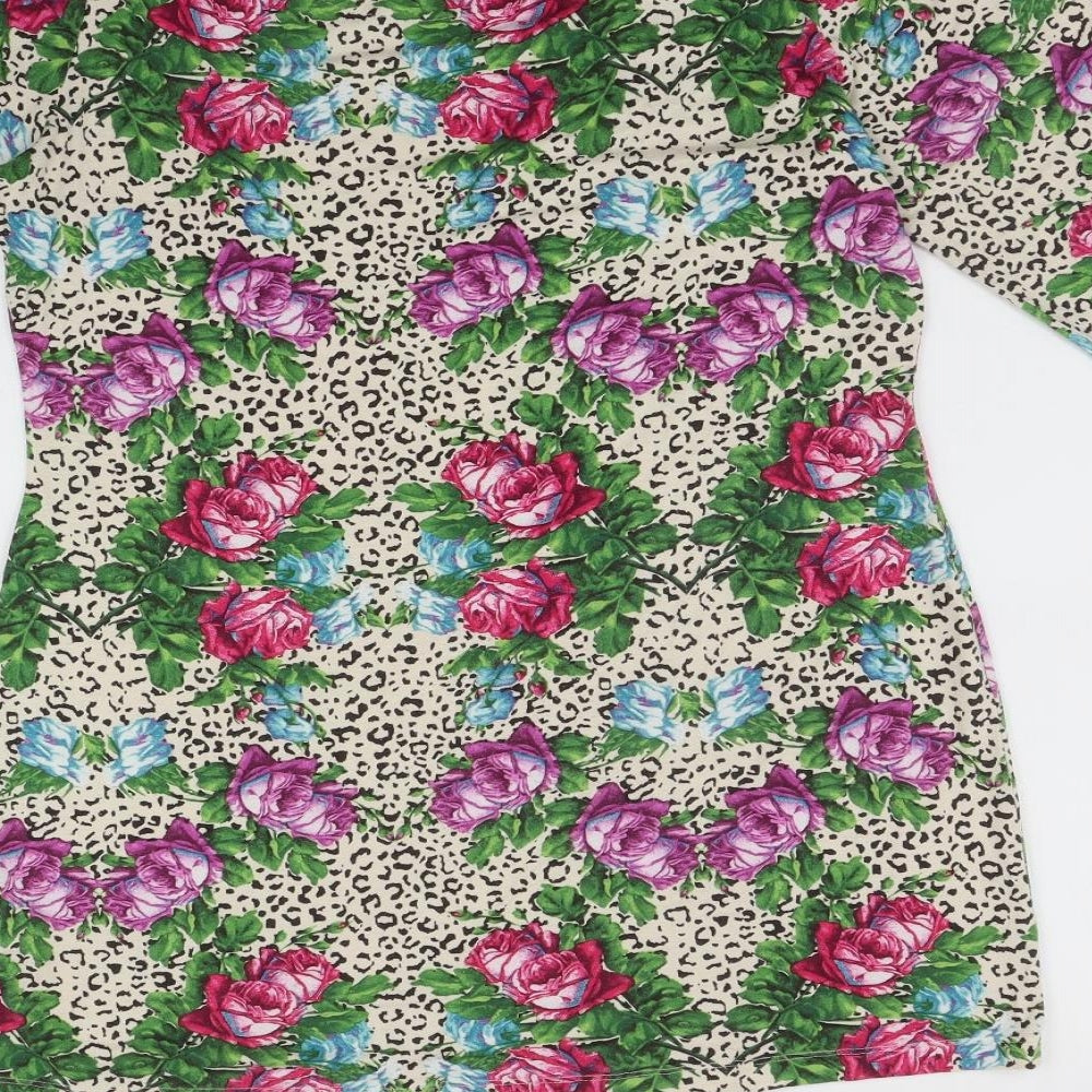 NEXT Womens Multicoloured Floral Viscose Mini  Size 12  Scoop Neck