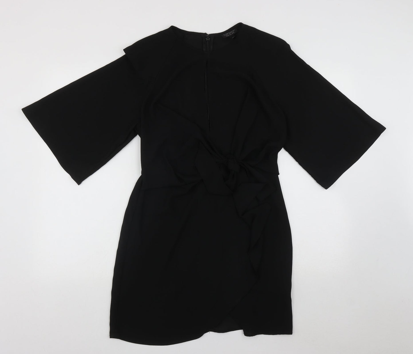 Topshop Womens Black  Polyester Fit & Flare  Size 10  Round Neck Zip