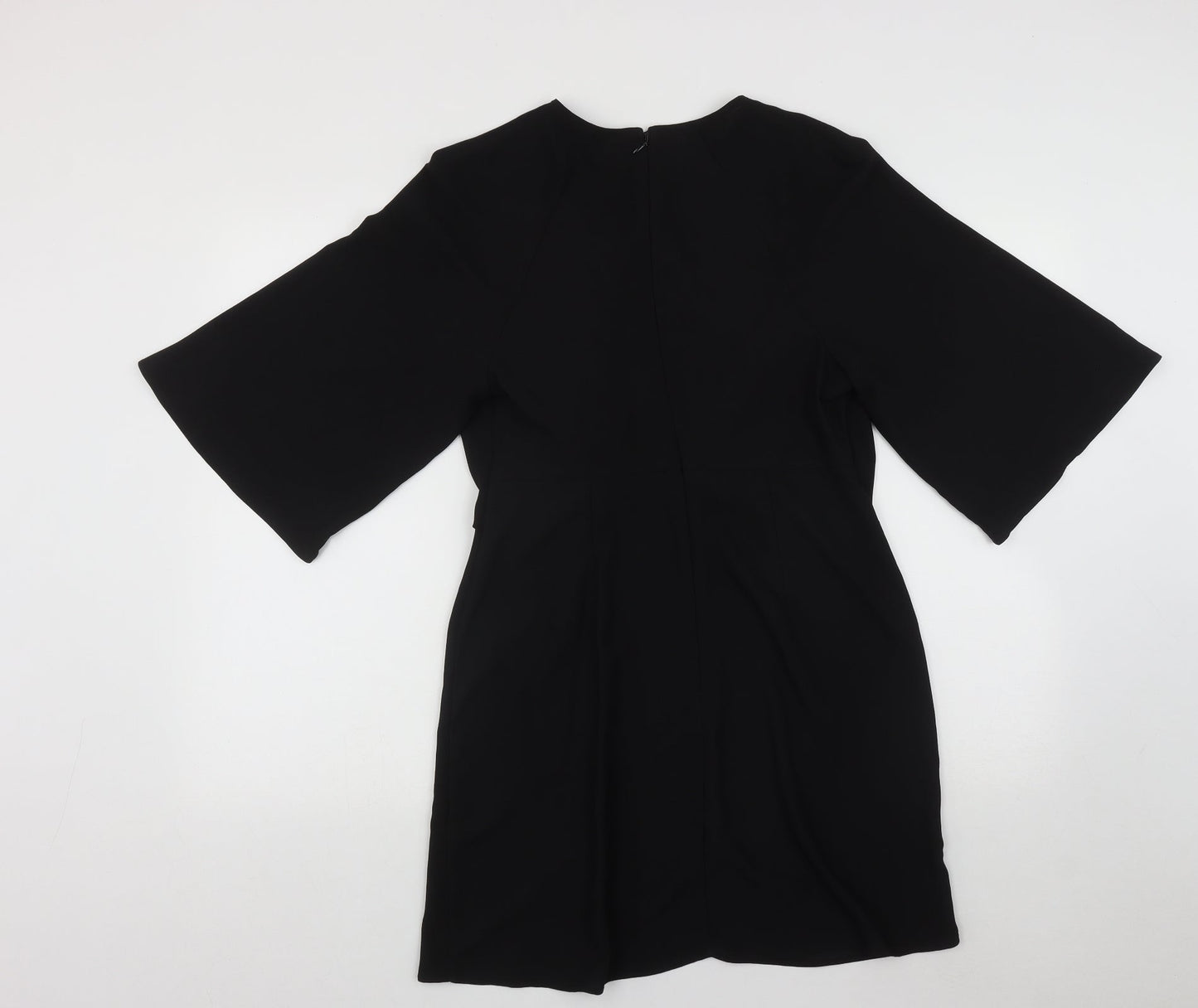 Topshop Womens Black  Polyester Fit & Flare  Size 10  Round Neck Zip