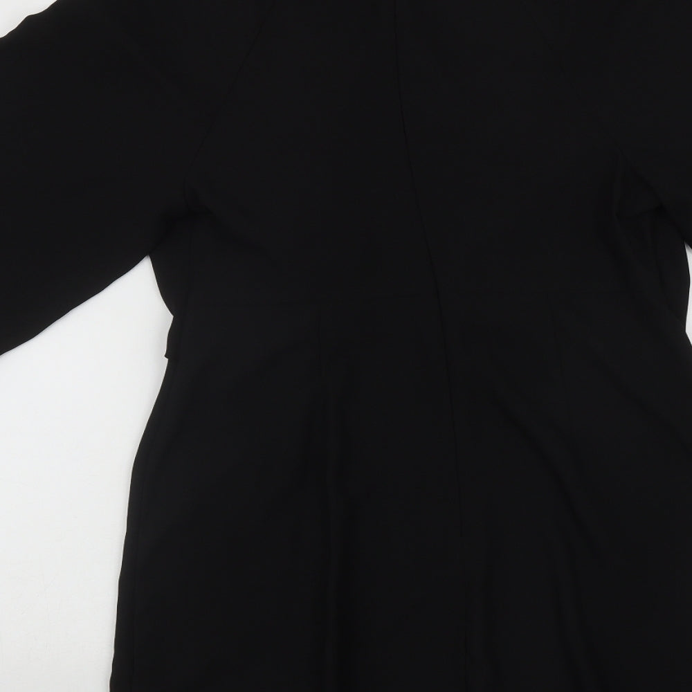 Topshop Womens Black  Polyester Fit & Flare  Size 10  Round Neck Zip