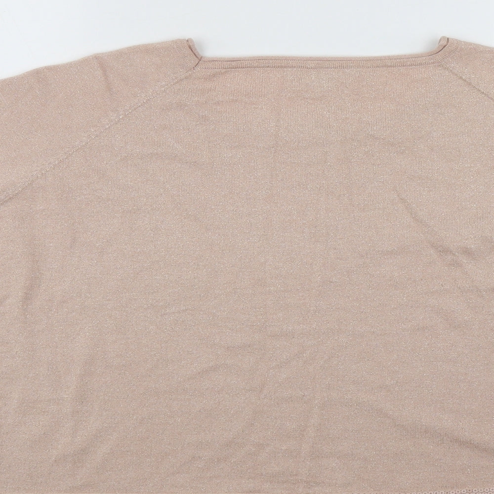 By Swan Womens Beige  Viscose Basic Blouse Size S Scoop Neck