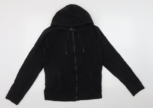 Centrered Mens Black  Cotton Full Zip Hoodie Size S