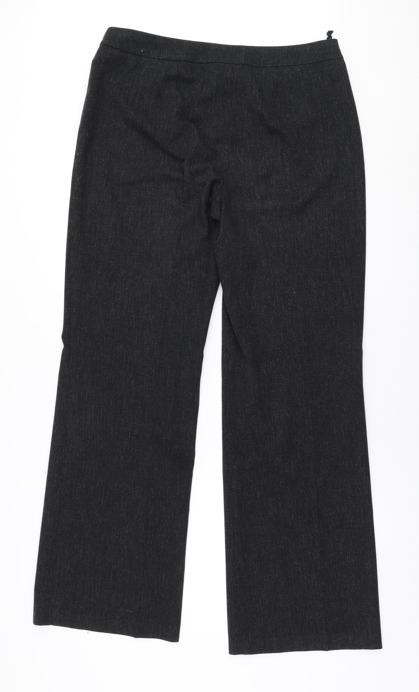 Marks and Spencer Womens Black  Polyester Trousers  Size 14 L32 in Regular Zip