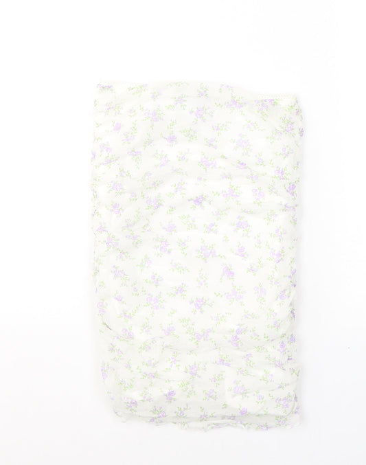 ASOS Womens White Floral Nylon Camisole Blouse Size 6 Off the Shoulder