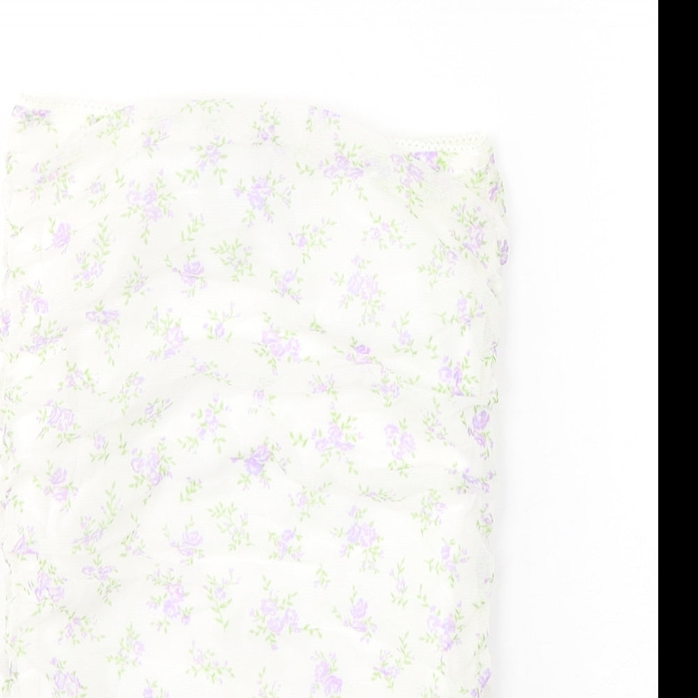 ASOS Womens White Floral Nylon Camisole Blouse Size 6 Off the Shoulder