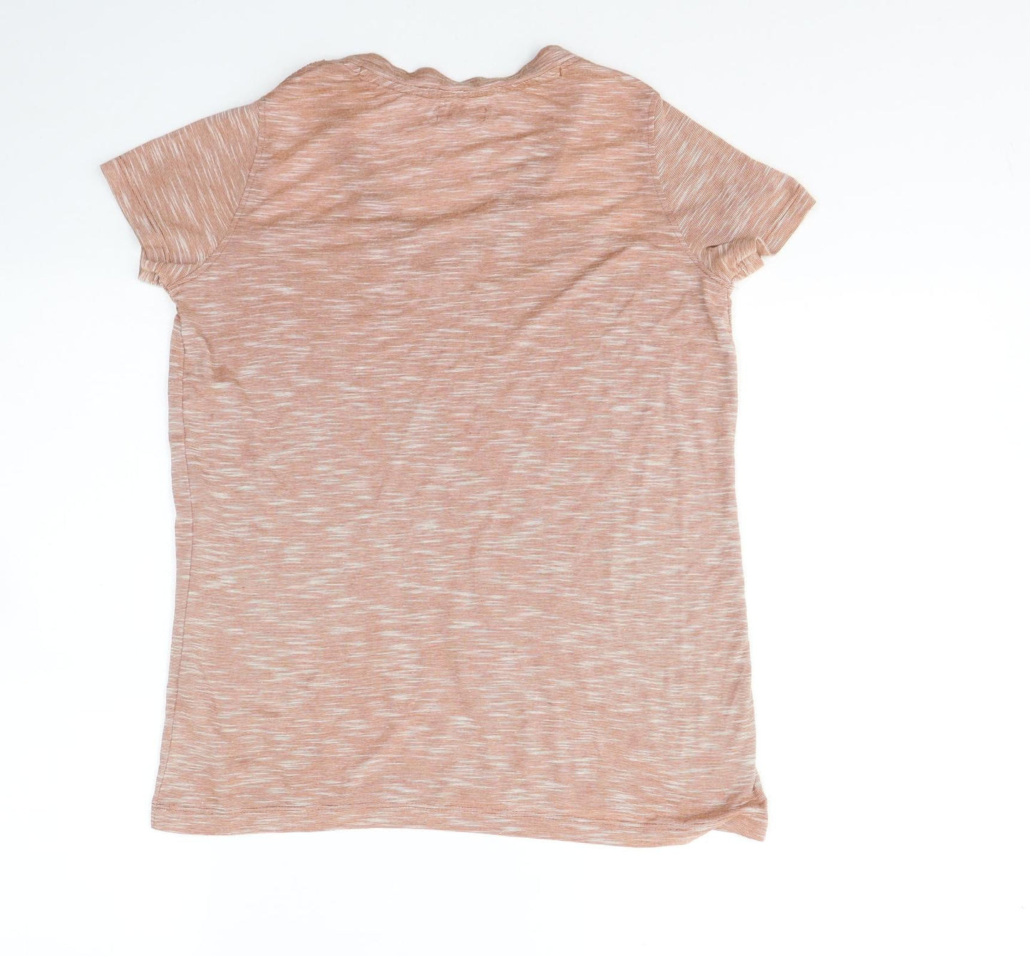 River Island Womens Beige  Cotton Basic T-Shirt Size 6 Round Neck - Cold Shoudler
