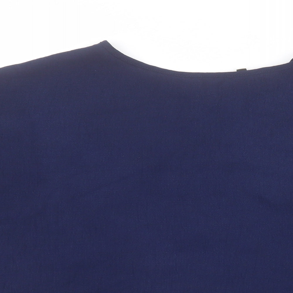 Peacocks Womens Blue  Polyester Basic T-Shirt Size 14 Round Neck