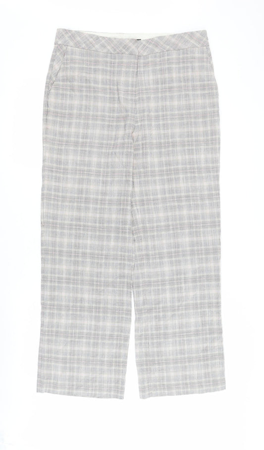 NEXT Womens Multicoloured Plaid Viscose Carrot Trousers Size 12 L30 in Regular Zip