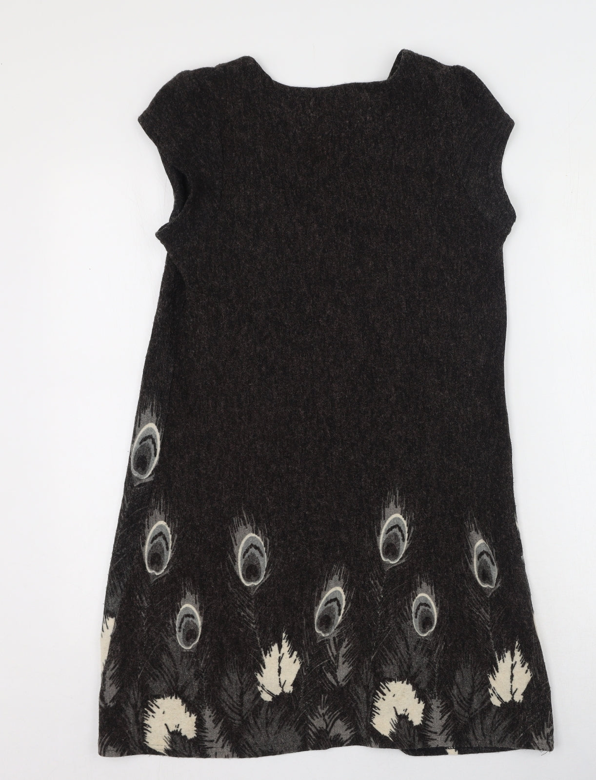 Tsega Womens Grey Floral Acrylic Fit & Flare  Size M  Round Neck Pullover