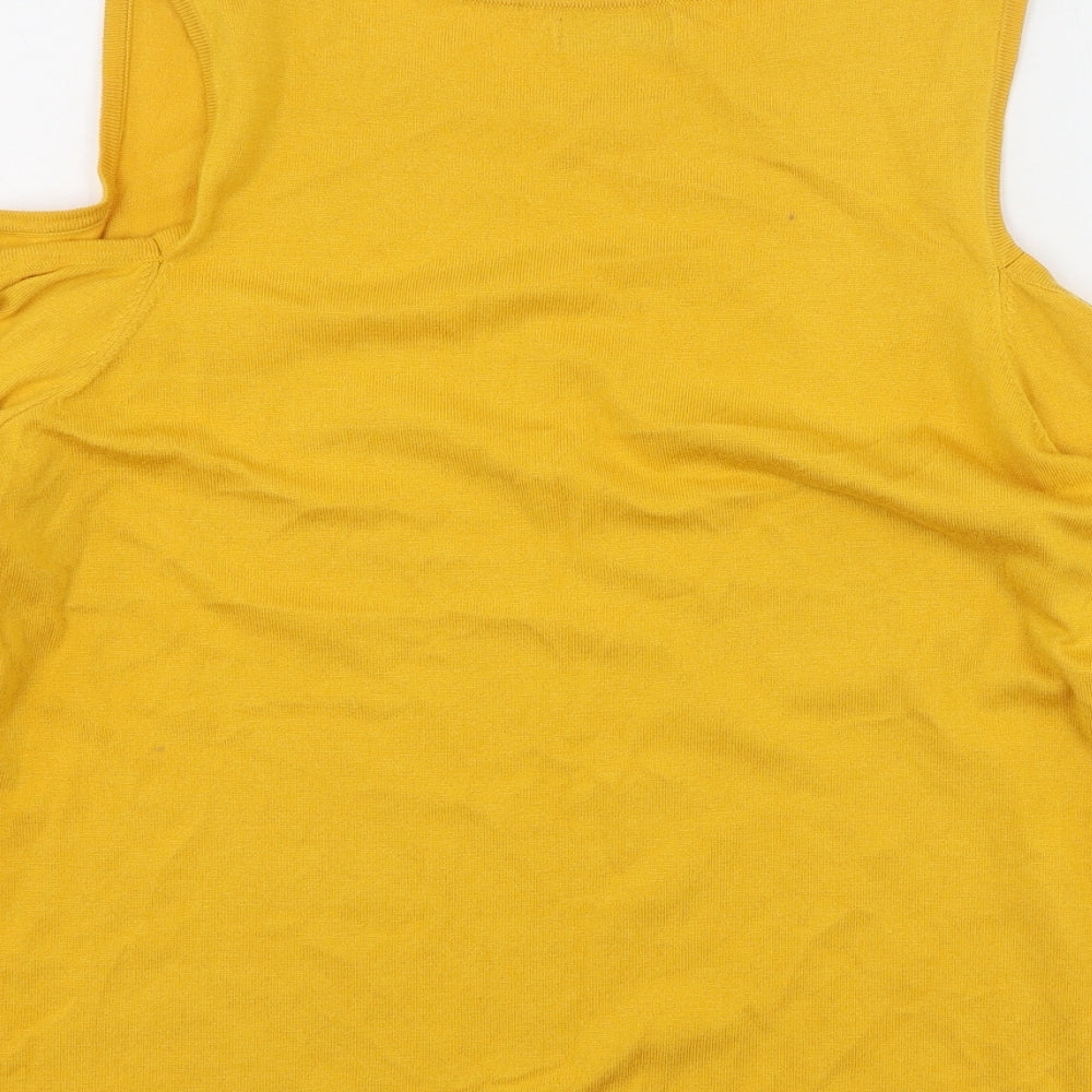 Soon Womens Yellow Round Neck  Viscose Pullover Jumper Size 16