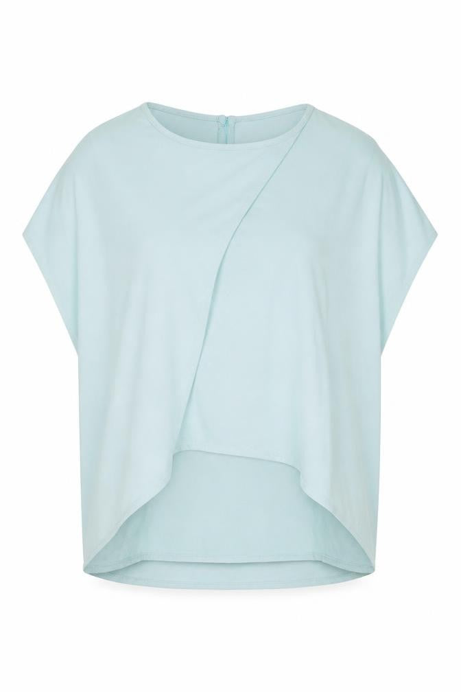 Melczarkowsski Womens Blue  Polyester Basic Blouse Size M Round Neck