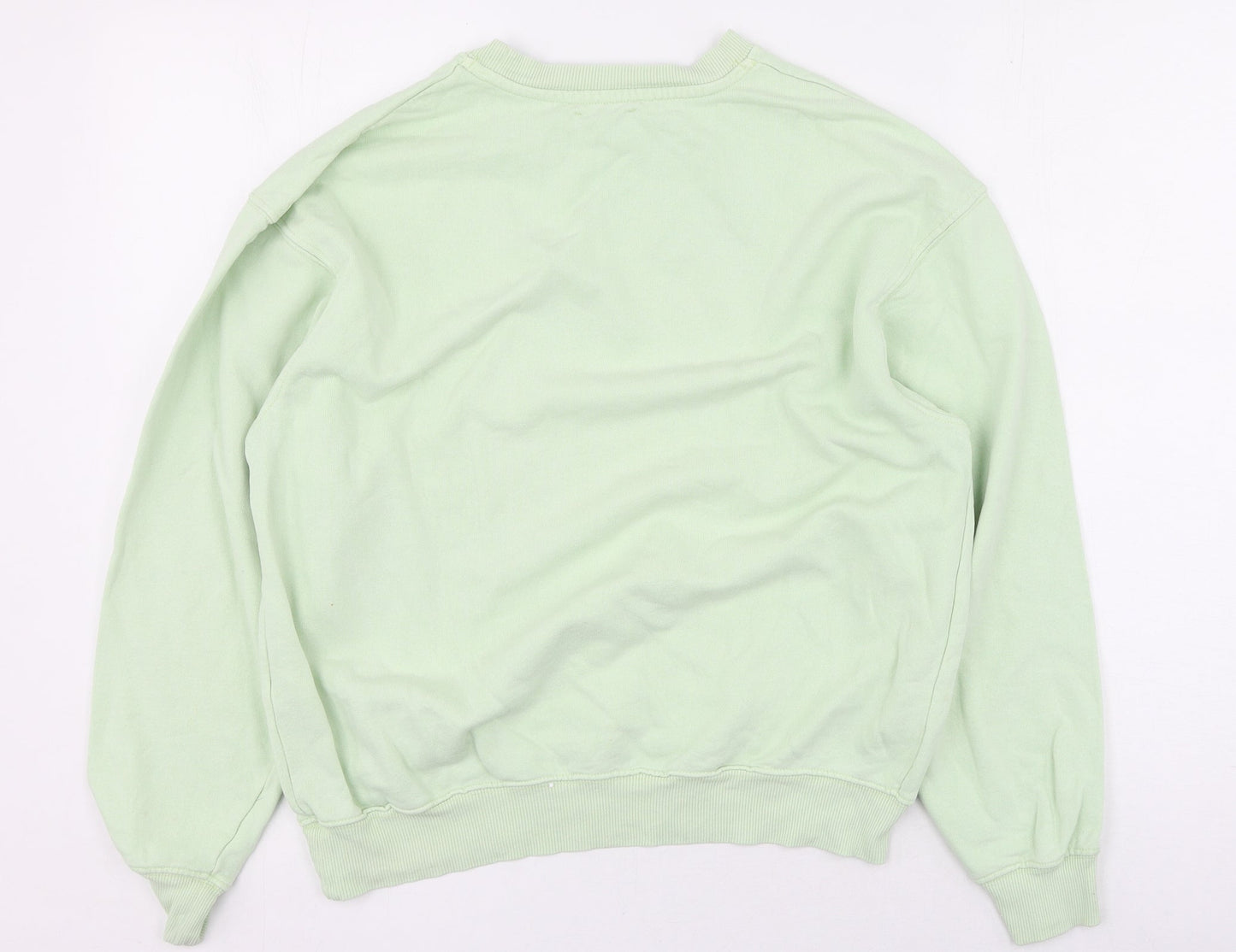 Topshop Womens Green Round Neck  Cotton Pullover Jumper Size 6