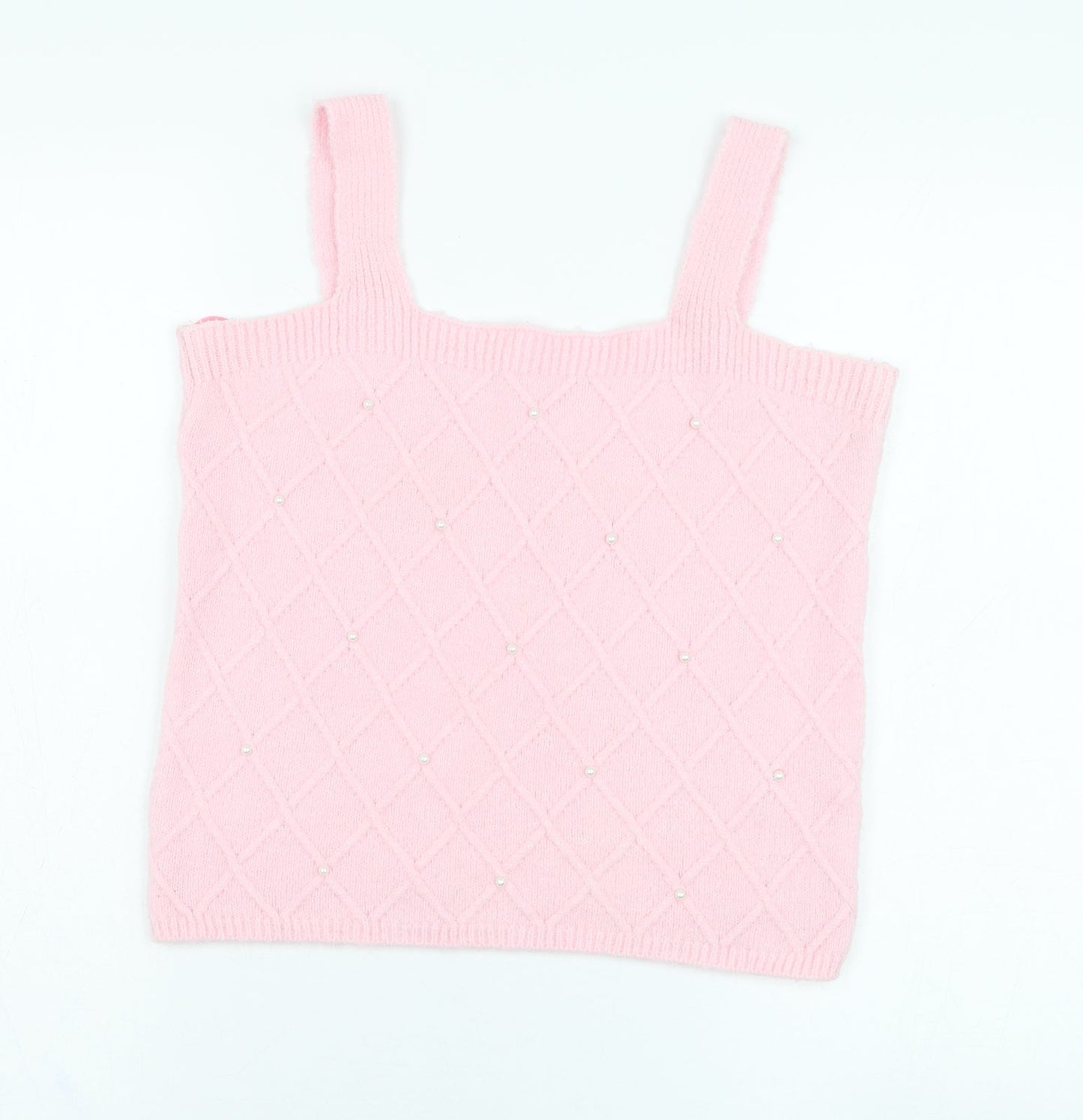 Savida Womens Pink  Acrylic Basic Tank Size M Square Neck