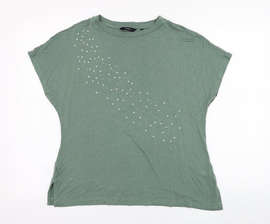 NEXT Womens Green  Viscose Basic T-Shirt Size 6 Round Neck