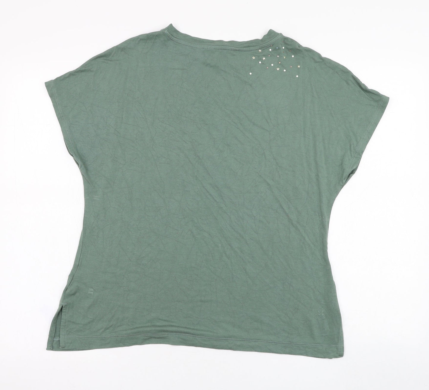NEXT Womens Green  Viscose Basic T-Shirt Size 6 Round Neck