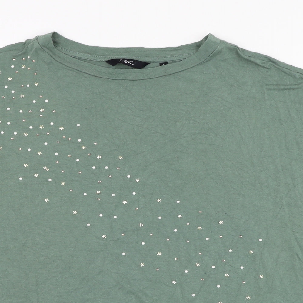 NEXT Womens Green  Viscose Basic T-Shirt Size 6 Round Neck