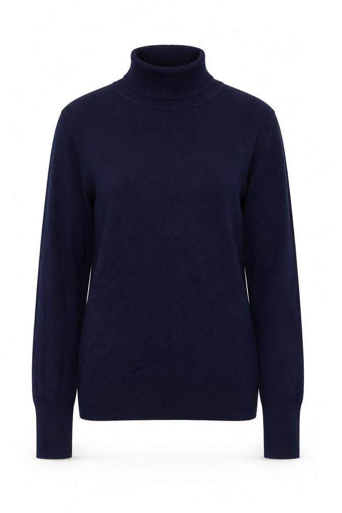 Dunnes Womens Blue Roll Neck  Viscose Pullover Jumper Size 8