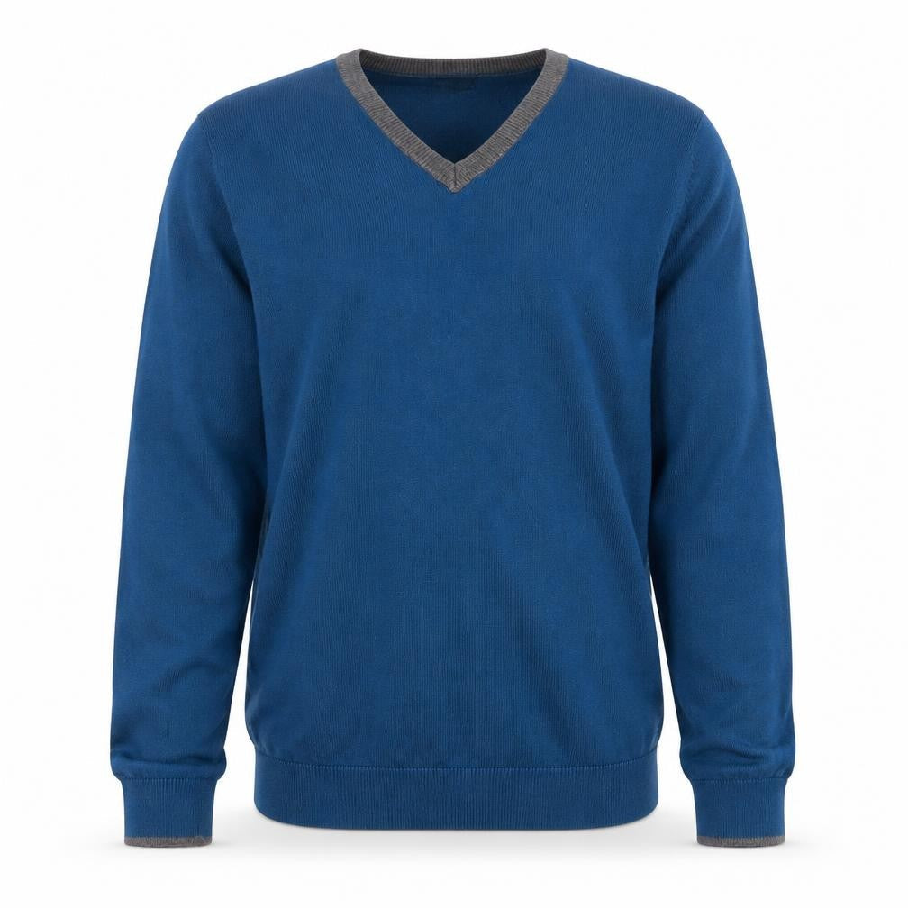 Marks and Spencer Mens Blue V-Neck  Acrylic Pullover Jumper Size L