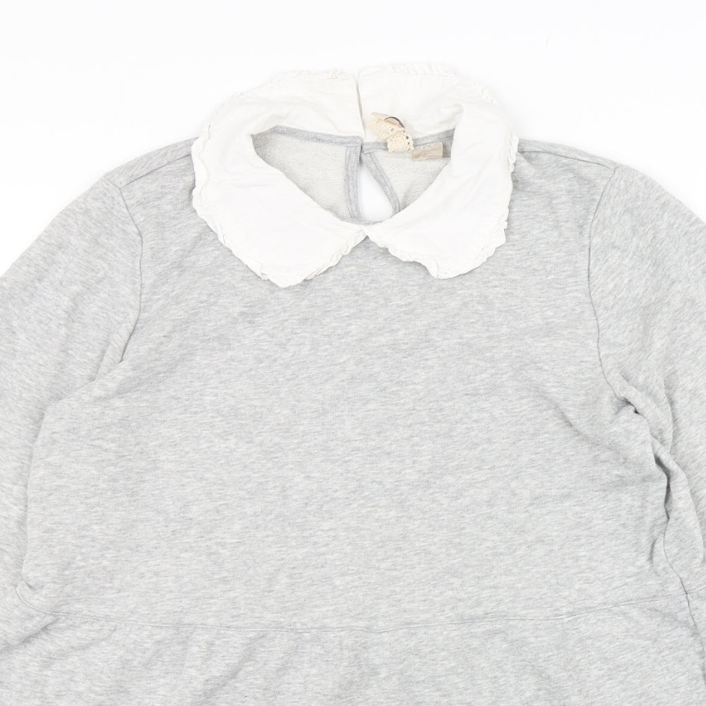 H&M Womens Grey Collared  Cotton Pullover Jumper Size M