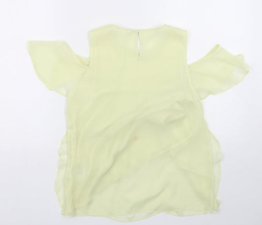 H&M Womens Green  Polyester Basic Blouse Size 8 Round Neck
