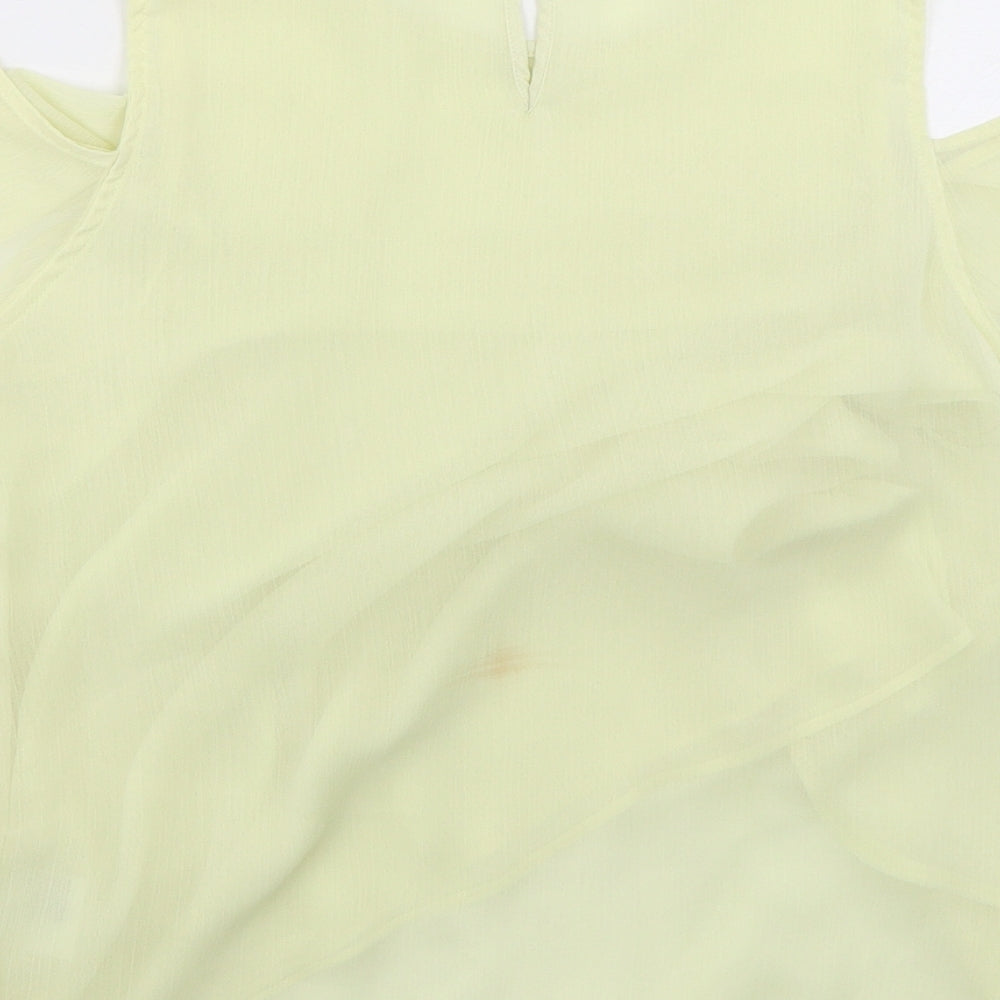 H&M Womens Green  Polyester Basic Blouse Size 8 Round Neck