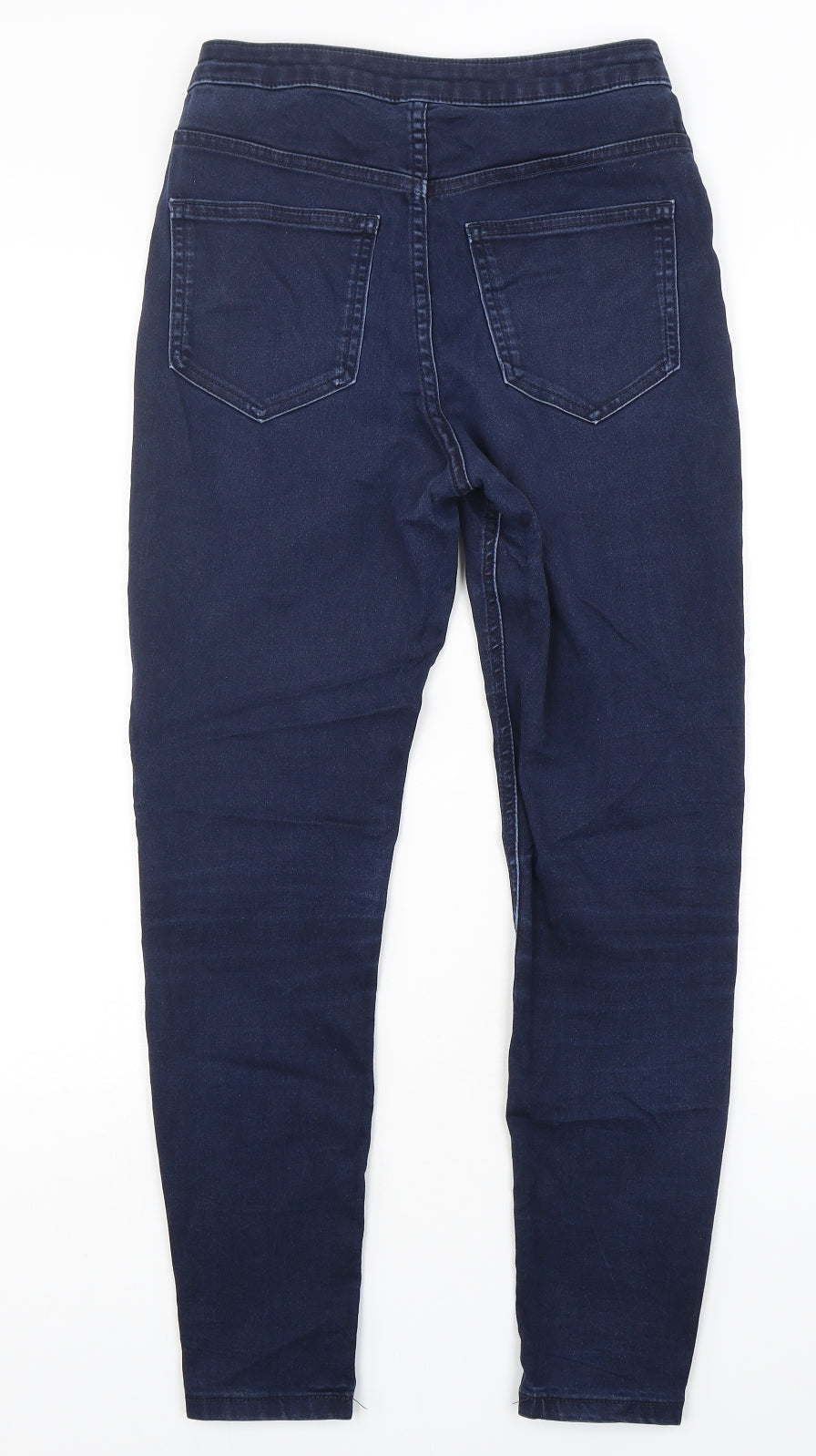 Marks and Spencer Womens Blue  Cotton Skinny Jeans Size 10 L28 in Regular Button