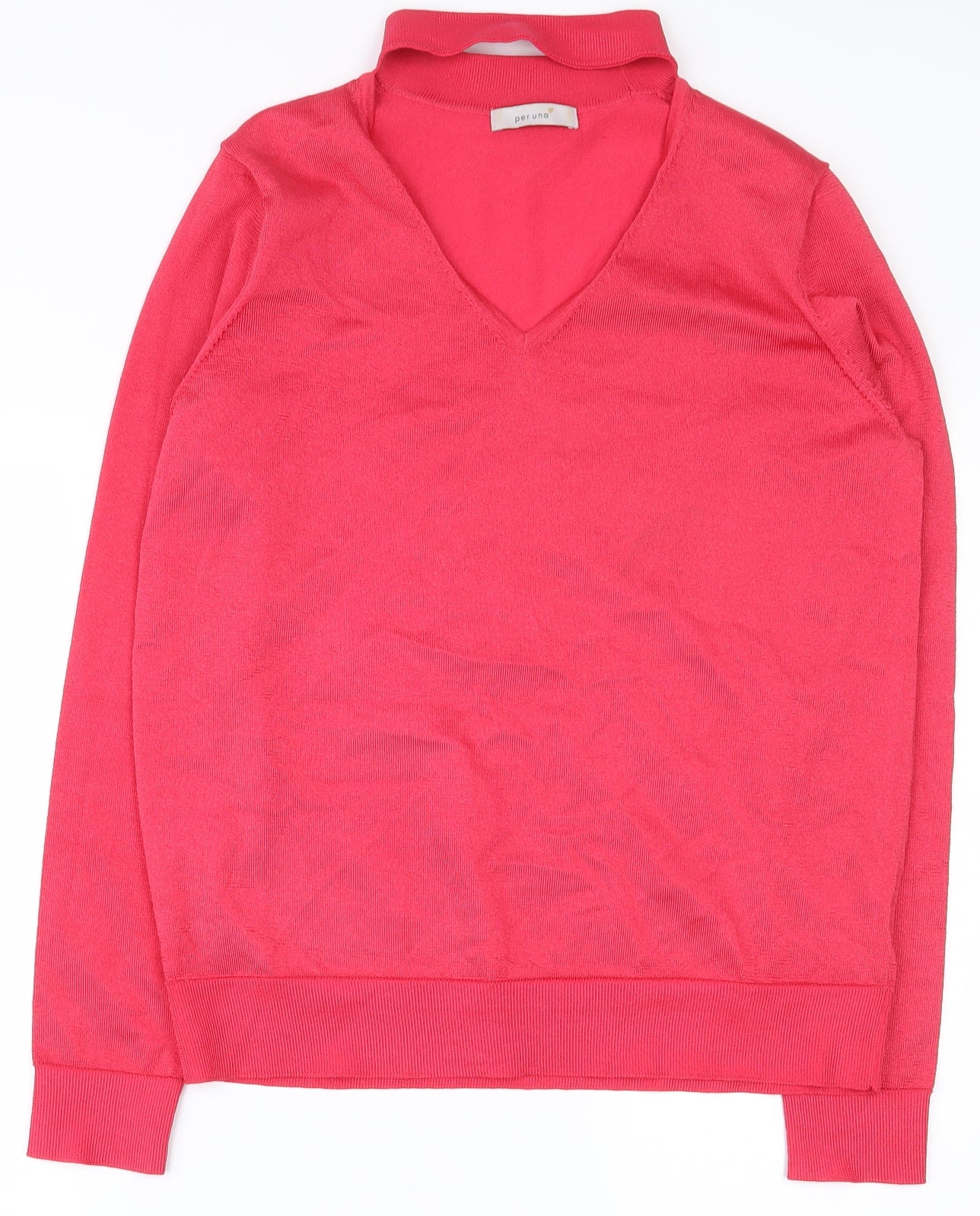 Per Una  Womens Pink  Polyester Basic T-Shirt Size 14 V-Neck