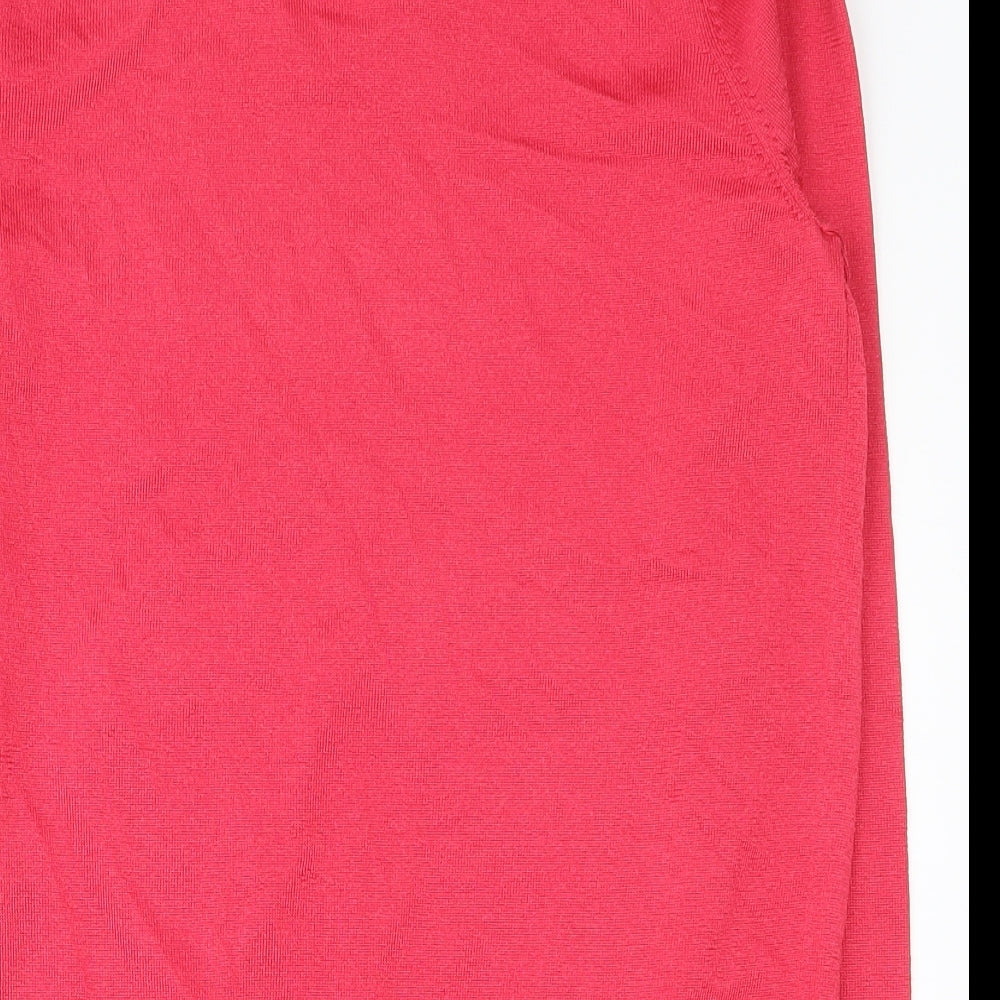 Per Una  Womens Pink  Polyester Basic T-Shirt Size 14 V-Neck