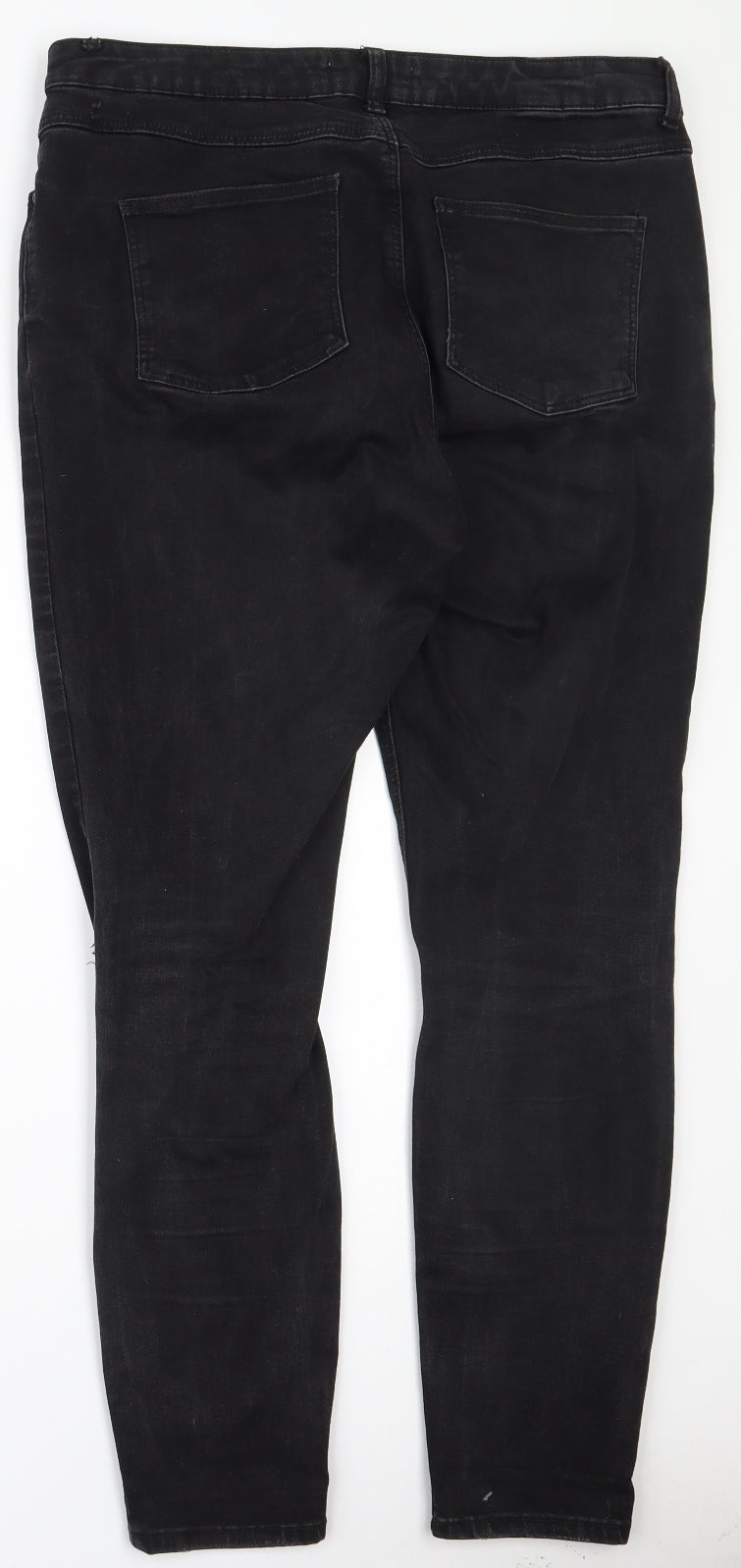 Preworn Womens Black  Cotton Skinny Jeans Size 34 in L28 in Regular Zip