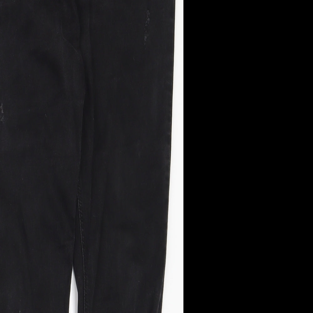 Preworn Womens Black  Cotton Skinny Jeans Size 34 in L28 in Regular Zip