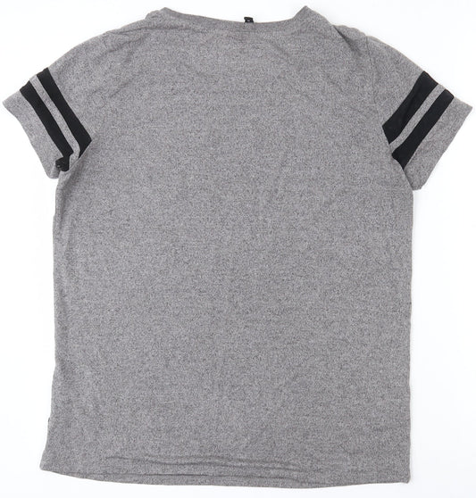 H&M Womens Grey  Polyester Basic T-Shirt Size S Round Neck
