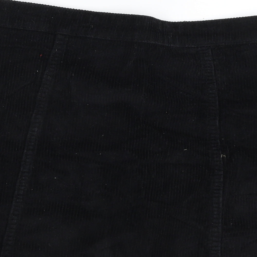 Denim & Co. Womens Black  Cotton A-Line Skirt Size 10   Button