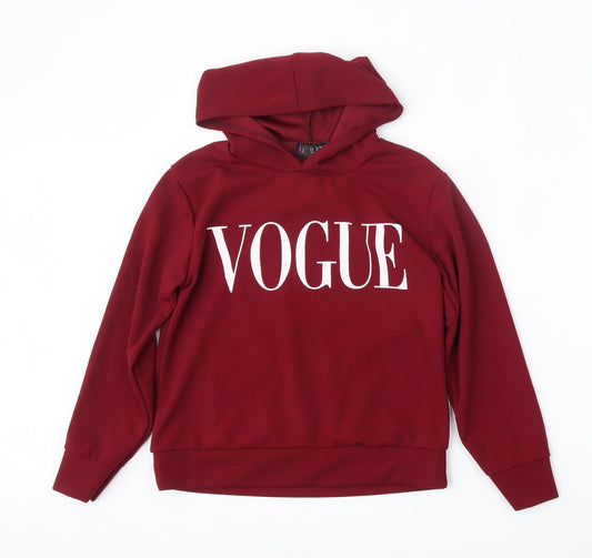 A2Z 4 Kids Girls Red  Polyester Pullover Hoodie Size 13 Years   - Vogue