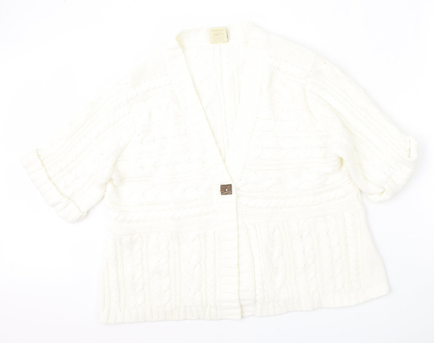Being Casual Womens Beige V-Neck  Acrylic Cardigan Jumper Size 20