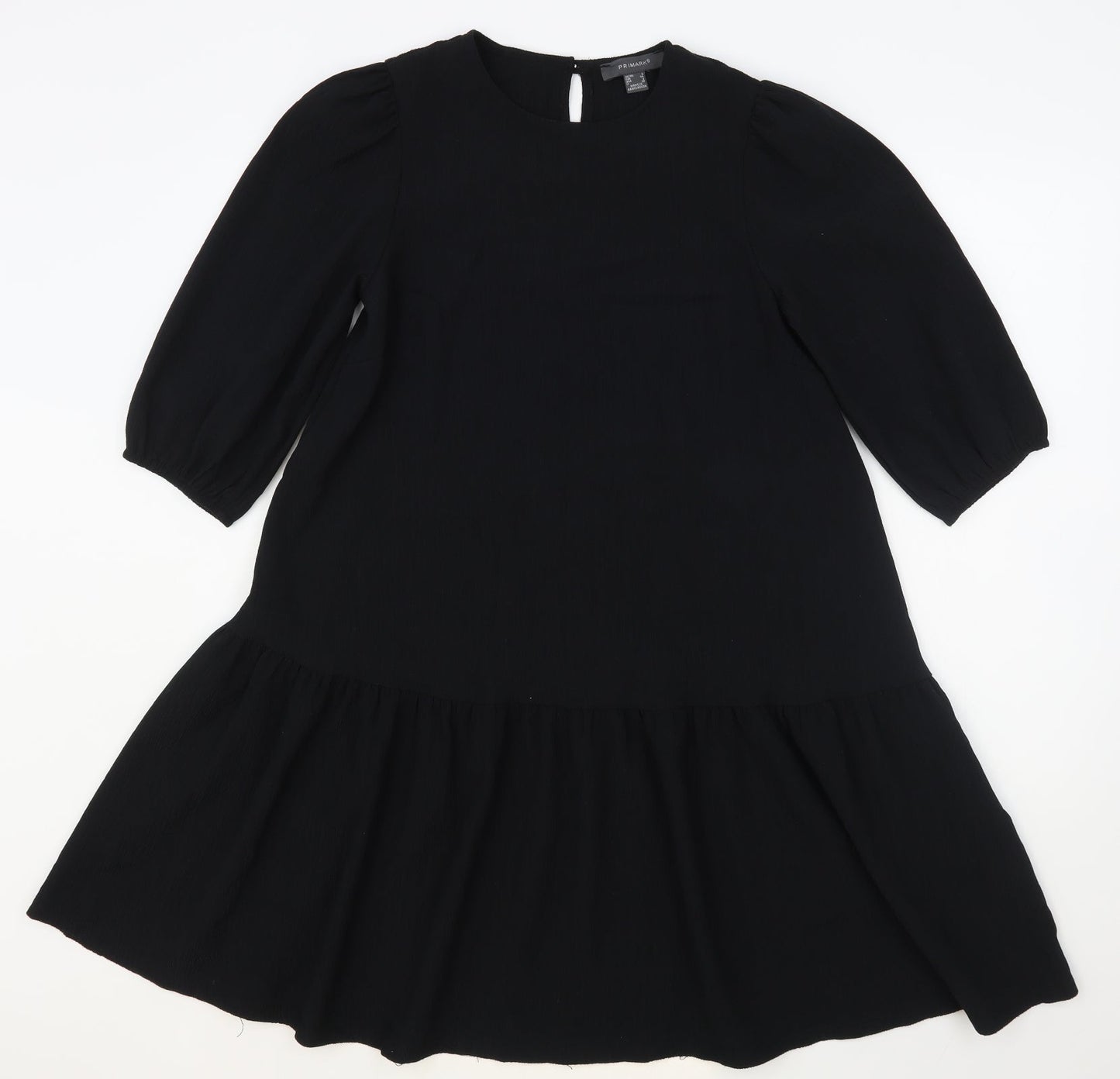 Primark Womens Black  Viscose Trapeze & Swing  Size 6  Round Neck Button