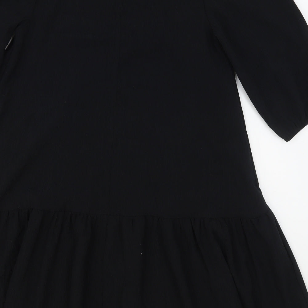 Primark Womens Black  Viscose Trapeze & Swing  Size 6  Round Neck Button
