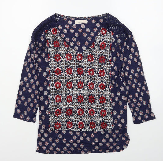 Marks and Spencer Womens Multicoloured Geometric Viscose Basic Blouse Size 10 Scoop Neck