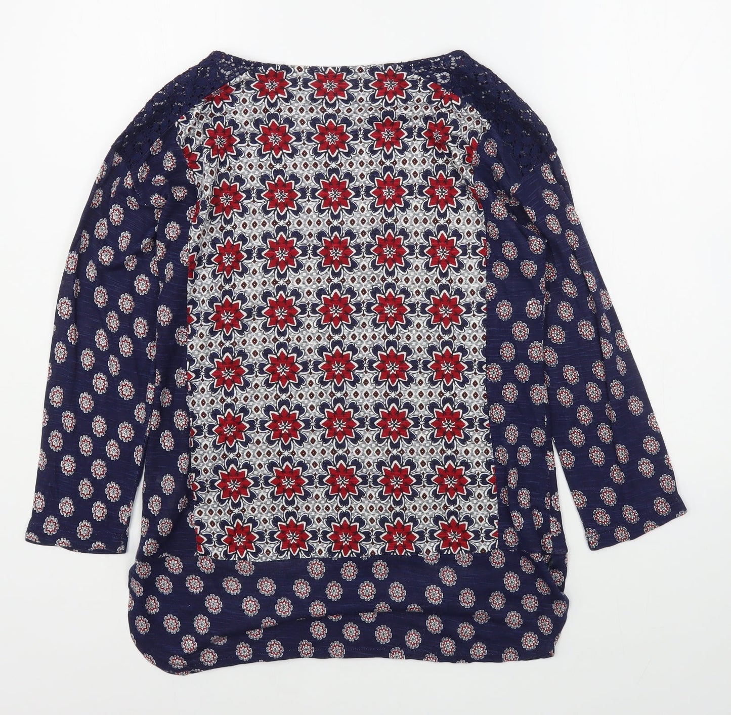 Marks and Spencer Womens Multicoloured Geometric Viscose Basic Blouse Size 10 Scoop Neck