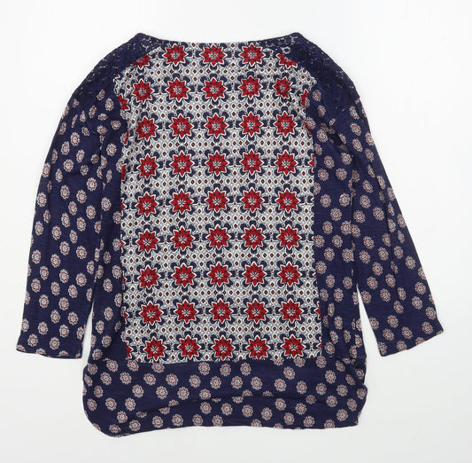 Marks and Spencer Womens Multicoloured Geometric Viscose Basic Blouse Size 10 Scoop Neck