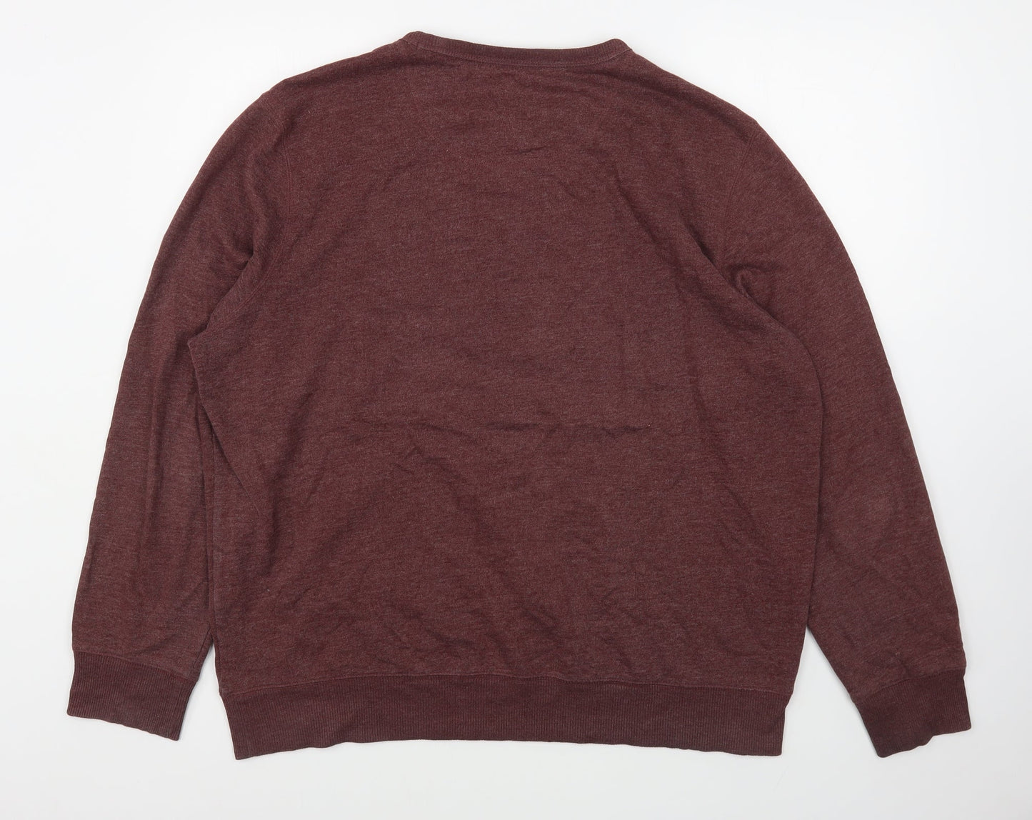 Marks and Spencer Mens Red Round Neck  Cotton Pullover Jumper Size XL