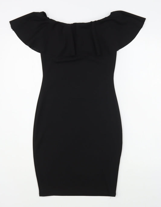 Preworn Womens Black  Polyester Bodycon  Size 8  Square Neck Pullover