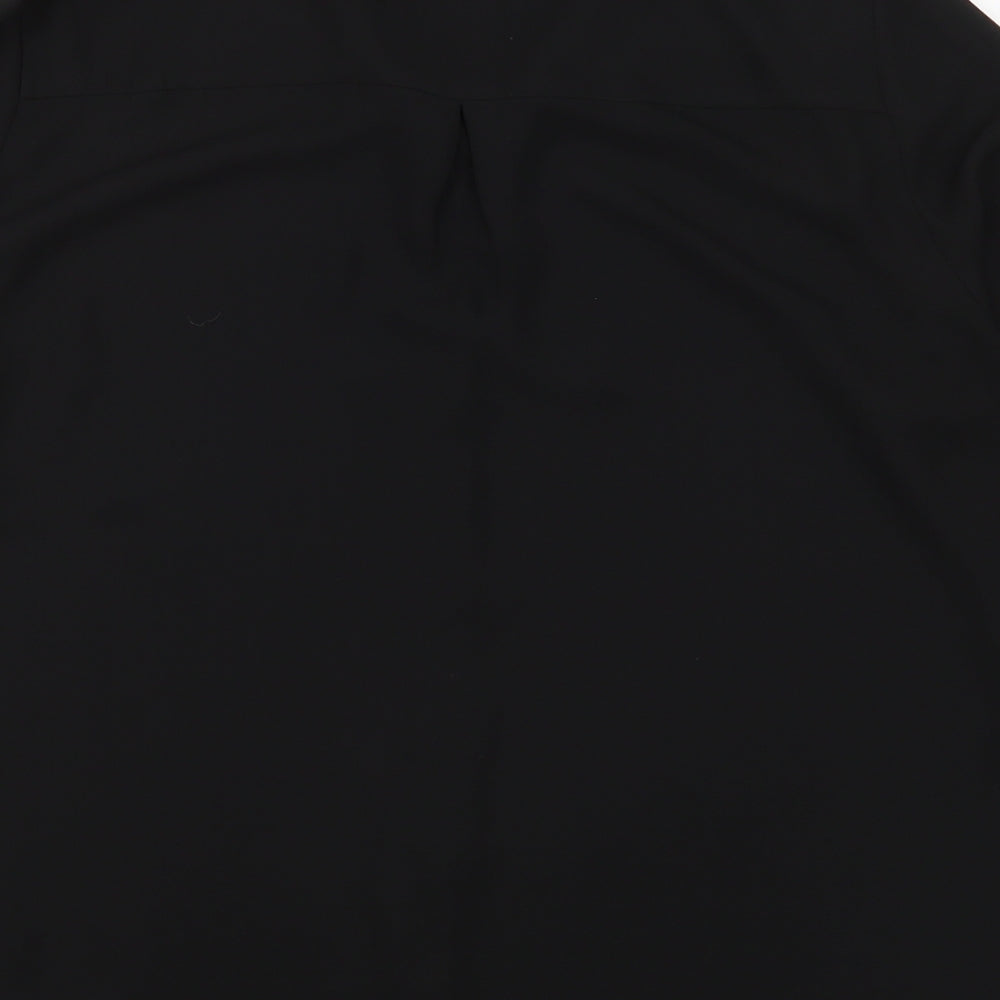 Lipsy Womens Black  Polyester Basic Button-Up Size 12 Collared