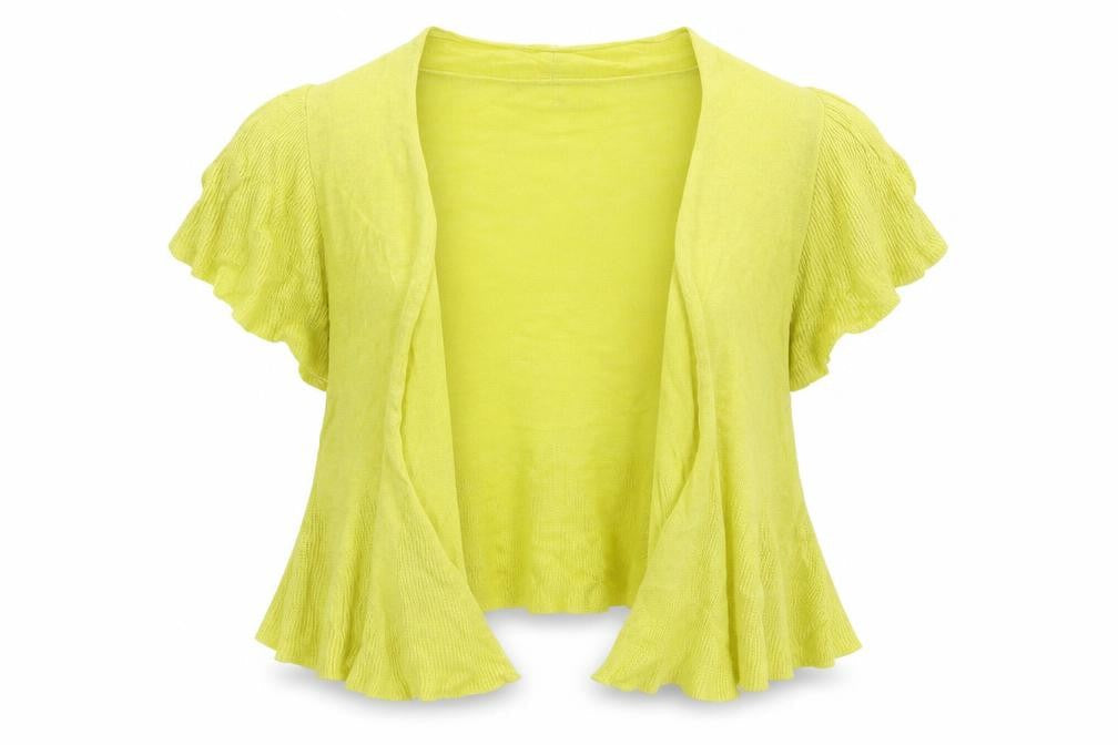 Marks and Spencer Womens Yellow V-Neck  Linen Cardigan Jumper Size 10