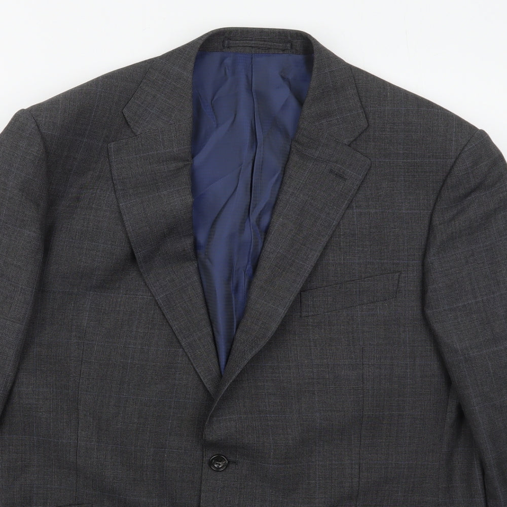 Marks and Spencer Mens Grey Check Wool Jacket Suit Jacket Size 42