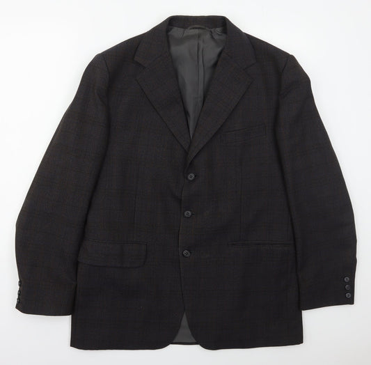 Trent Mens Grey Check Wool Jacket Suit Jacket Size 40