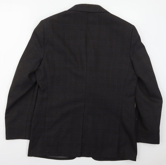 Trent Mens Grey Check Wool Jacket Suit Jacket Size 40