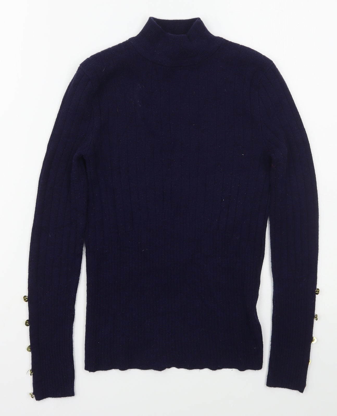 Marks and Spencer Womens Black Mock Neck  Viscose Pullover Jumper Size 6