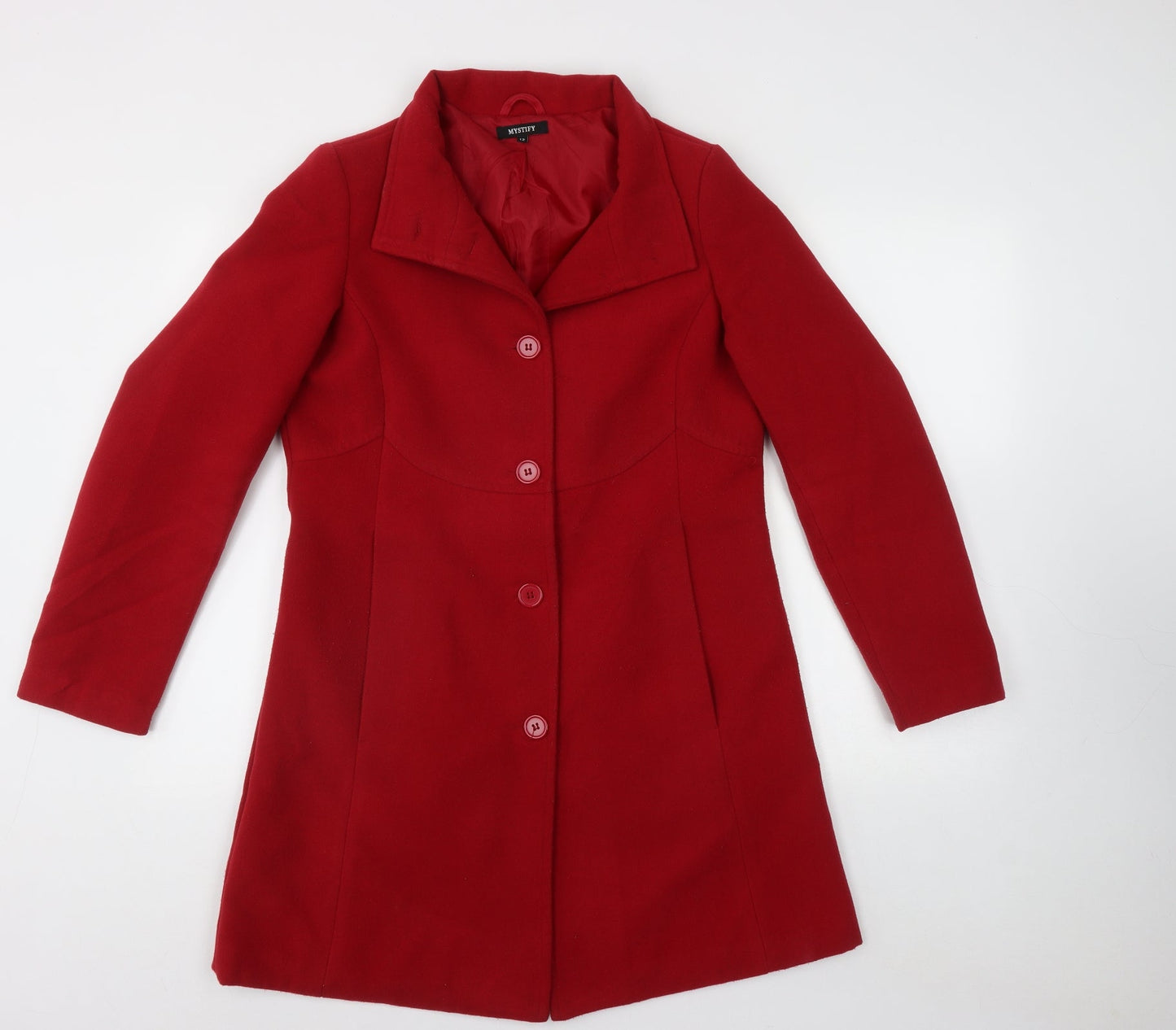 Mystify Womens Red   Overcoat Coat Size 12  Button