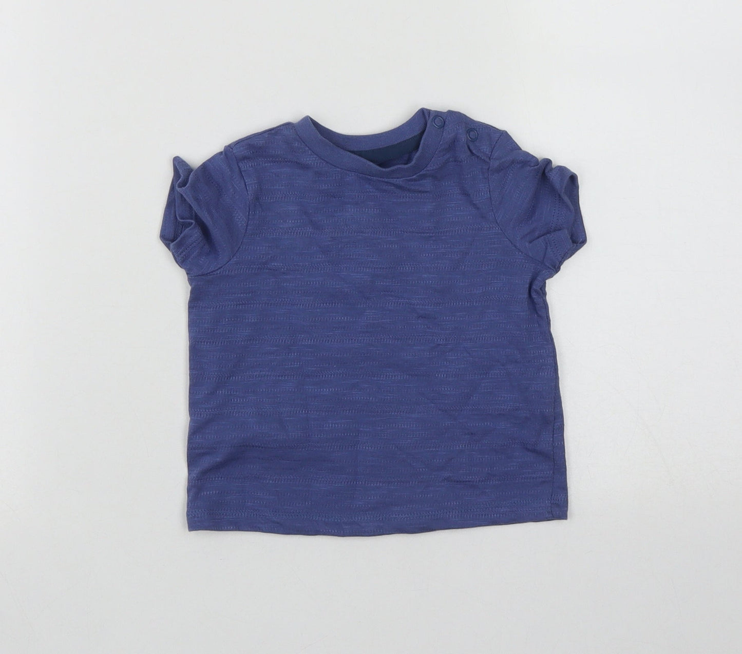 F&F Boys Blue  Cotton Basic Casual Size 3-6 Months Round Neck Push Lock