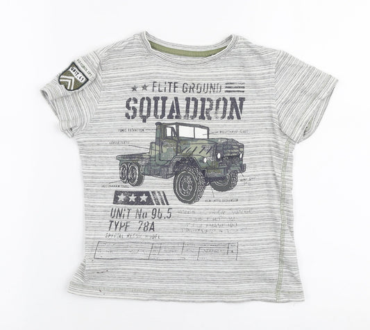 NEXT Boys Grey  100% Cotton Jersey T-Shirt Size 5 Years Round Neck Pullover - Squadron